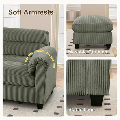 HAOMARKETS Corduroy Sofa Set, Upholstered Loveset and 3-Seater Couch - Image 5