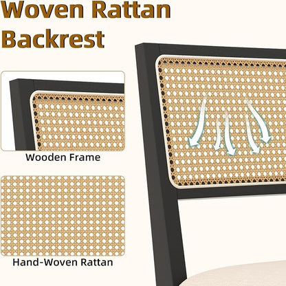 Westice Rattan Dining Chairs Set of 4, Farmhouse Natural Dining Room Chairs - Image 4