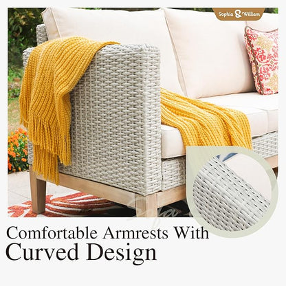 Sophia & William Patio Furniture Set, 5-Piece Wicker Patio Conversation Set - Image 6