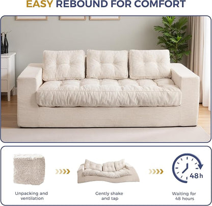 MAXYOYO Oversized Loveseat Sofa Couch, Upholstered Bean Bag Chair Cloud 3-Seat - Image 7