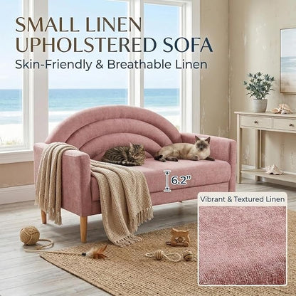 49" Small Loveseat Sofa for Small Spaces, Mid Century Modern Sofa, Linen - Image 4