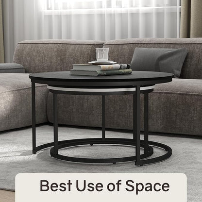 Otterease Nesting Tables Set of 2, 31.5" Round Coffee Table, Small Nesting - Image 6