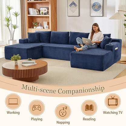 134 Inch Modular Sectional Sleeper Sofa, Boneless Cloud Couch - Image 6