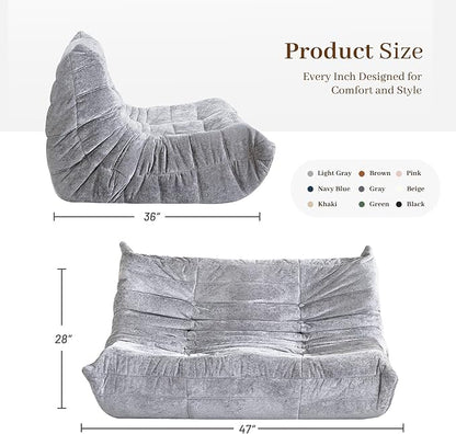 Bean Bag Chair, 2 Seater Lazy Bean Bag Sofa Memory Foam Couch, Giant Bean Bag - Image 3
