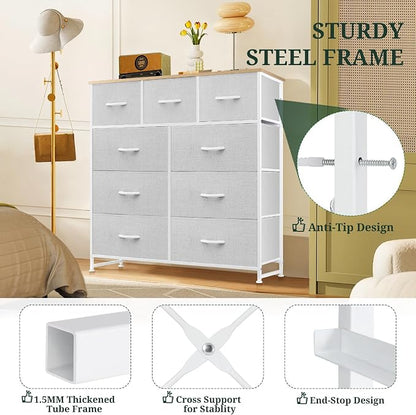 9-Drawer Dresser for Bedroom, Anti-Tip Tall Storage Organizer Chest of Drawers - Image 4