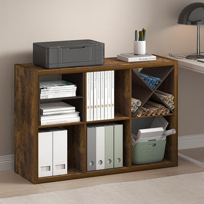 Furinno Cubicle Book Shelf, 6-Cube Bookshelf, Extra Thick Frame Horizontally & - Image 2