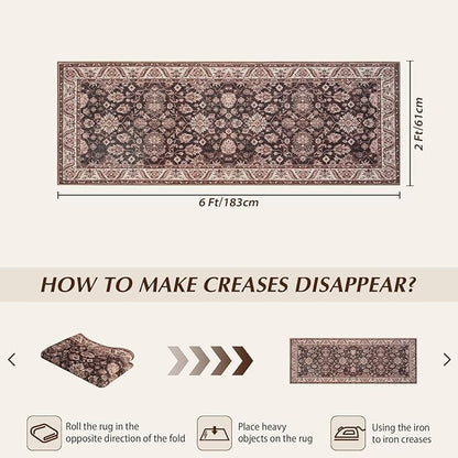 Washable Runner Rug, 2x6Ft Floral Runners - Image 2