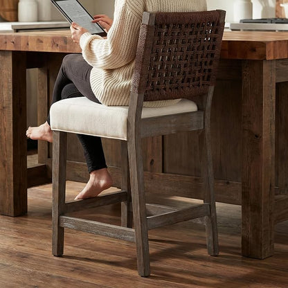 27" Woven Rope Counter Stools Set of 4 - Image 5