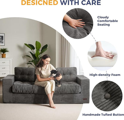 MAXYOYO Oversized Loveseat Sofa Couch, Upholstered Bean Bag Chair Cloud 3-Seat - Image 6