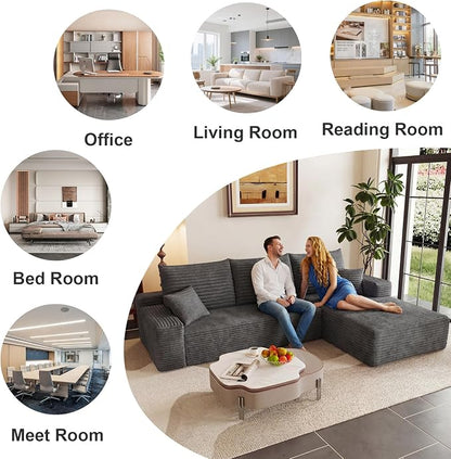 95" Cloud Sectional Couch with L-Shape Chaise, Modular Comfy Sofa Chaise Longue - Image 7