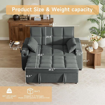 hansones ​66" Multi-Functional Pull-Out Sofa Bed - Image 2