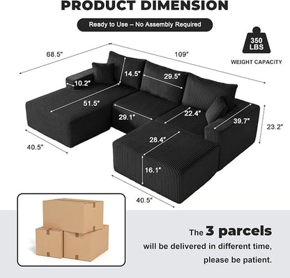 Weture 108” Modular Sectional Couches, Modern Modular U-Shape Sofa - Image 2