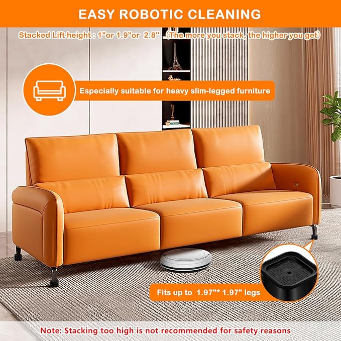 Furniture Risers Adjustable Bed Risers Heavy Duty Lifts Height 2", Square - Image 3