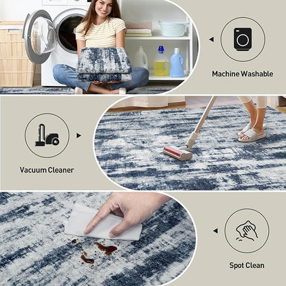 5x7 Area Rugs Washable Rug: Modern Abstract Living Room Rug Soft Anti-Skid Thin - Image 4