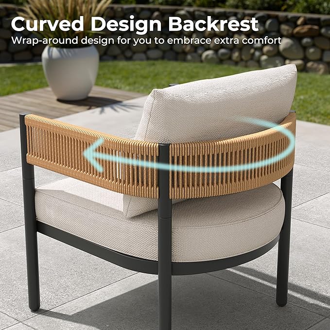 Gand Patio Outdoor Loveseat, Wicker Conversation Set - Image 4