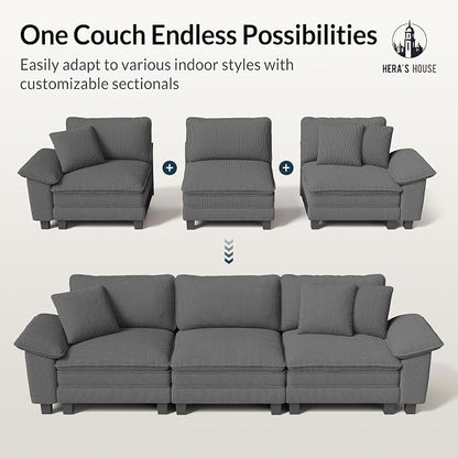 HERA'S HOUSE 124" Modular Sectional Sofa, Oversized U Shaped Couches - Image 7
