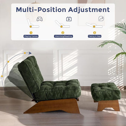 MAXYOYO Accent Chair with Ottoman Adjustable Backrest, Tufted Living Room Chair - Image 4