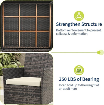 3-Piece Outdoor Furniture Set, PE Rattan Wicker Chairs - Image 5