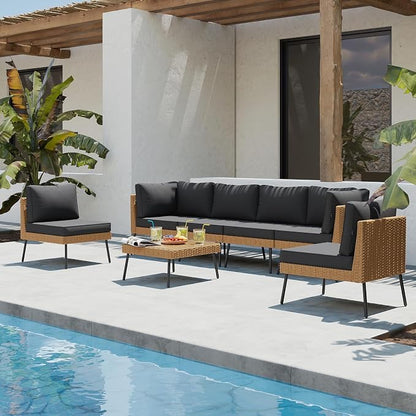 Aoxun Patio Furniture Set, 7 Piece Outdoor Sectional Sofas - Image 2
