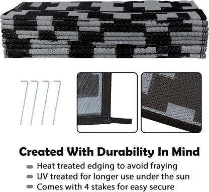 SAND MINE Waterproof Outdoor Rug 9x18 ft, Plastic Reversible Rug, Modern Area - Image 4