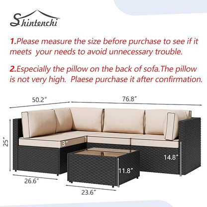 Patio Furniture Sets, 5 Piece Outdoor Sectional Sofas, Wicker Rattan Outdoor - Image 7