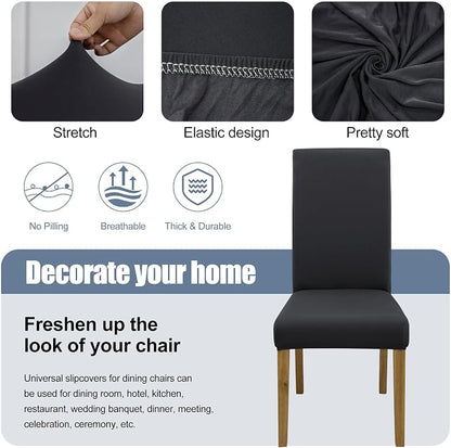 BIETYONE Stretch Dining Chair Covers Set of 8, Soft Removable Washable Kitchen - Image 3