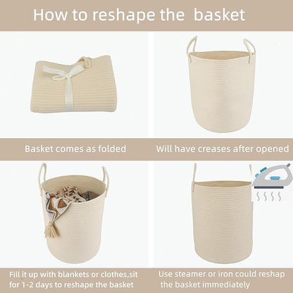 XUANGUO Cotton Rope Laundry Basket Hamper - Image 7
