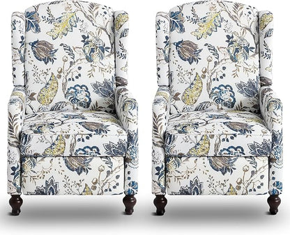 Wingback Recliner Chair, Traditional Push Back Recliner Chair by Consofa