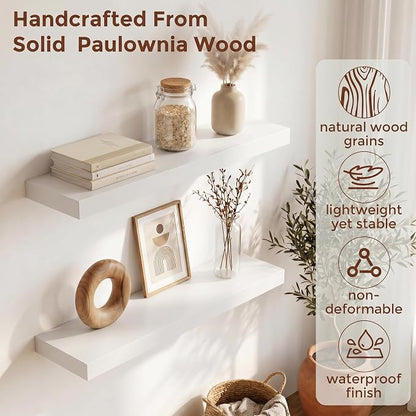 fuqing White Floating Shelves | 24 Inch Wood Floating Shelves - Image 4