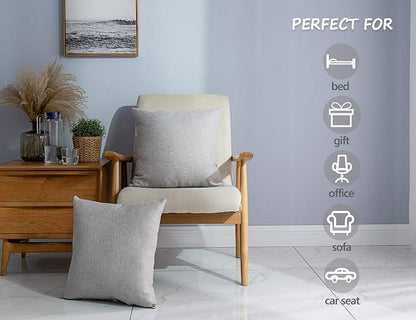 Stellhome Linen Throw Pillow Covers 20 x 20 inch Square Farmhouse Burlap - Image 3