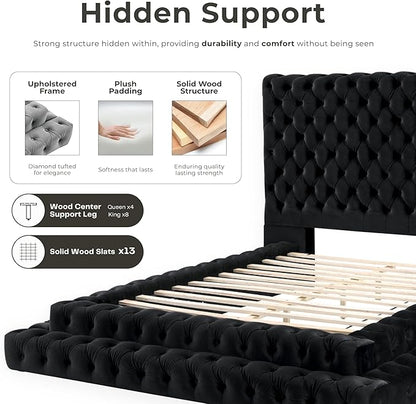 Furniture of America Sable Fabric Upholstered Step Up Queen-Size Platform Bed - Image 4