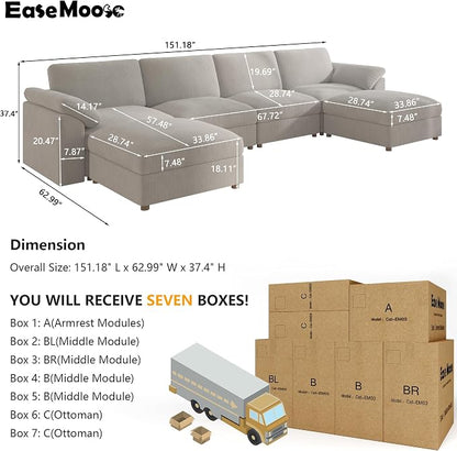 EASE MOOSE Modular Sectional Sofa, Oversized U Shape Sectional Couch - Image 2