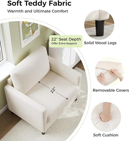 Welzona Sofa Accent Chair, Tool-Free Setup Living Room Accent Chairs, Comfy Arm - Image 3