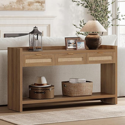 SICOTAS 60" Rattan Console Table Set of 2 - Image 7