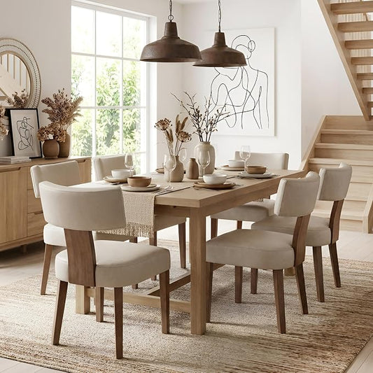 HNY Mid Century Modern Dining Chairs Set of 6, Farmhouse PU Leather Upholstered by HNY