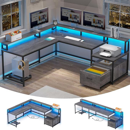 SEDETA L Shaped Desk, Gaming Desk by SEDETA