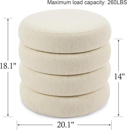 Flouki 19.5" Storage Ottoman Round, Vanity Stools - Image 3