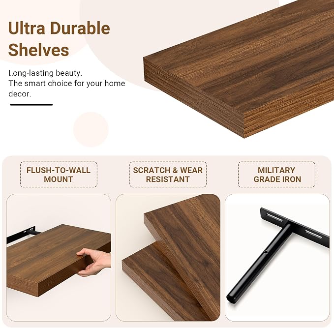 24 Inch Floating Shelves, 12 Inch Deep Floating Shelves - Image 4