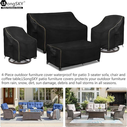 Patio Furniture Covers 4 Piece Set, 600D Heavy Duty Outdoor Furniture Covers - Image 3
