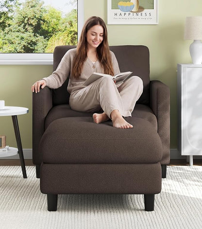 Welzona Sofa Accent Chair with Ottoman, Tool-Free Setup Living Room Accent - Image 3