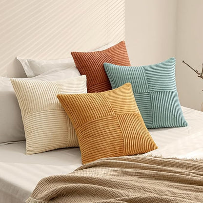 MIULEE Boho Farmhouse Decorative Throw Pillow Covers 18x18 Inch 4 Packs Soft - Image 7