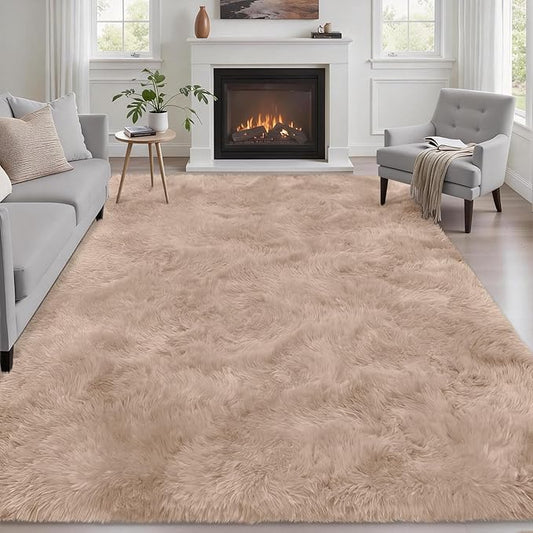 Fluffy 5x7 Area Rugs for Living Room Bedroom: Ultra Soft Shag Rug Non-Slip by Luxturiy