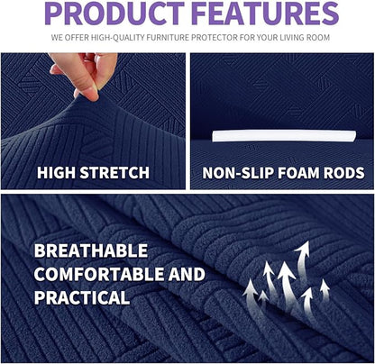 ZNSAYOTX Super Stretch Couch Cover, New Striped Sofa Covers Fitted Slipcovers - Image 4