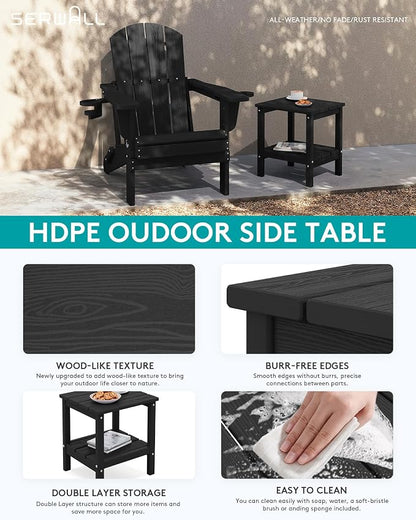SERWALL 2-Tier HDPE Outdoor Side Table, Weatherproof Rectangular Adirondack - Image 5