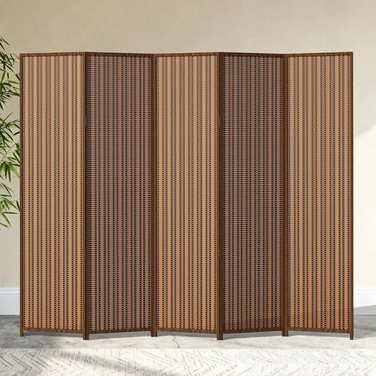 5 Panel Room Divider and Extra Wide Folding Privacy Screen, Bamboo Room Divider by cocosica