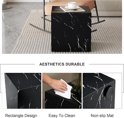 16'' Cube Coffee Table with Marble Stone Pattern, Square No Assembly End Table - Image 6
