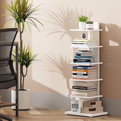 TUTOTAK Narrow Bookshelf, 6-Tier Bookcase, Spine Book Shelf - Image 3