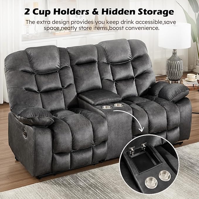 HAOMARKETS Manual Reclining Loveseat Sofa Set of 2 - Image 4