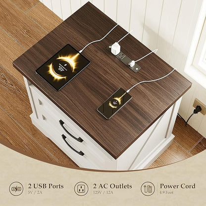 AODK 24 Inch Farmhouse Nightstand Set of 2, Bedside Tables - Image 3