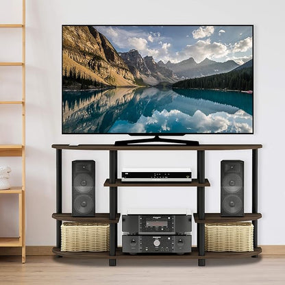 Furinno JAYA Simple Design Corner TV Stand, Columbia Walnut/Black - Image 6